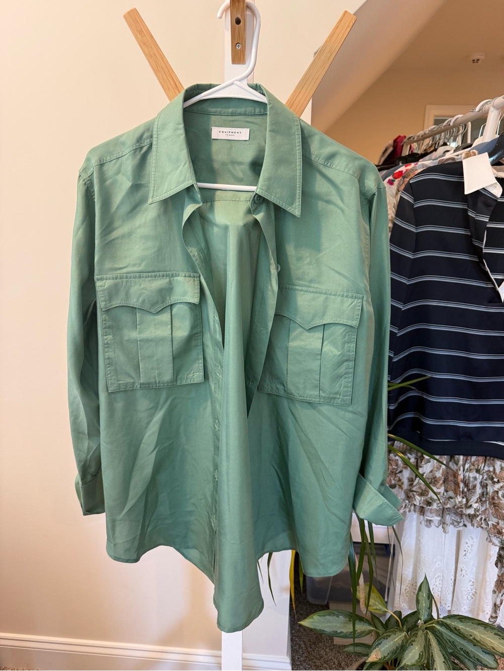Equipment Green Collared Button Shirt